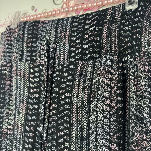 c wonder pants flare hippie black paisley print pink purple white flowy baggy - Picture 4 of 10
